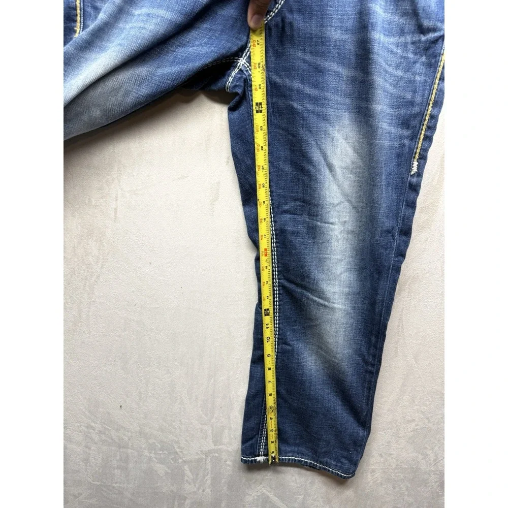True Religion Straight Mega T Jeans Mens 33 Flap Pocket Mud Slinger Thick Stitch